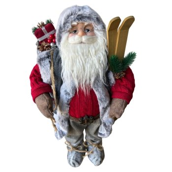 Papai Noel Em Pé Cinza E Vermelho  60cm
