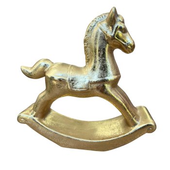 Cavalo Decorativo Ceramica Dourado 24cm