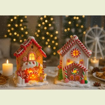 Casinha De Doce Decorativo Com Led 15cm