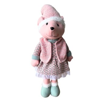 Ursinha Natalina Rosa com Roupa de Trico -70 cm