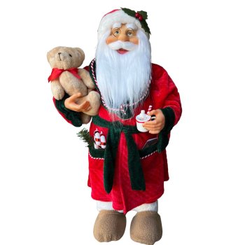 Papai Noel Aconchegante com Ursinho e Caneca - 60cm