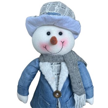 Boneco de Neve Natal em Pé Azul - 55 cm