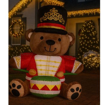 Urso Baterista de Pelucia Inflavel - 2,74 cm