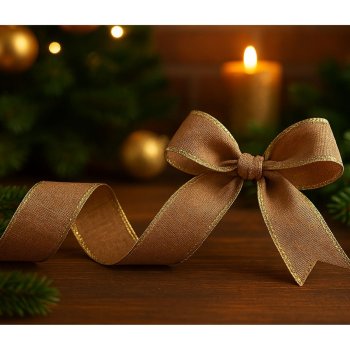 Fita Decorativa Marrom com Detalhes em Dourado - 9,14m