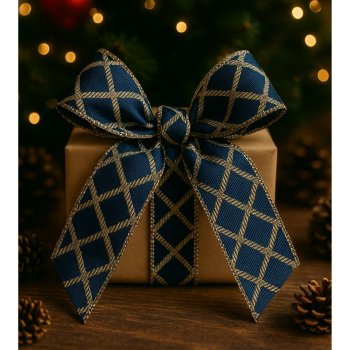 Fita Decorativa Azul Escuro com Detalhes em Dourado - 9,14m