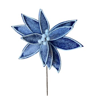 Flor Natalina Azul Nevada - 25cm