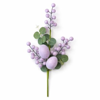 Galho Decorativo Páscoa Ovos Lilás 60cm