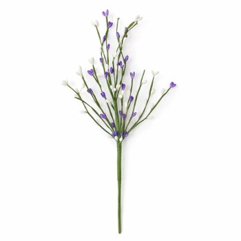 Galho Decorativo Páscoa Sementes Roxo e Branco 41cm