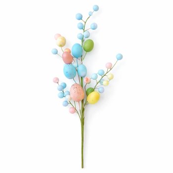 Galho Decorativo Páscoa Ovos Brancos 43cm