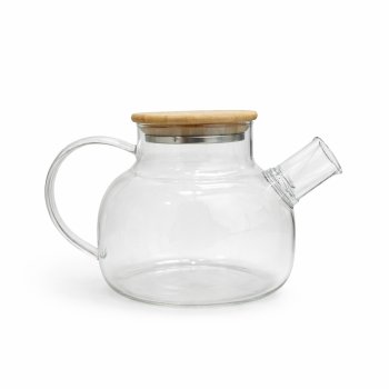 CHALEIRA DE BOROSSILICATO C/ TAMPA DE BAMBU 1L