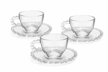 CONJUNTO C/3 XÍCARAS DE CHÁ +PIRES BUBBLY 220ML