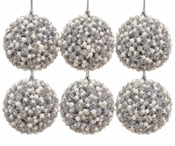 kit com 6 bolas com pérola e glitter tam 8