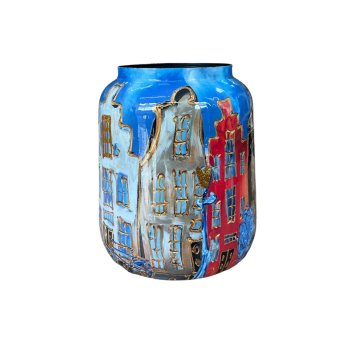 Vaso Canalhouses Grande De Metal Decorado 25,5cm