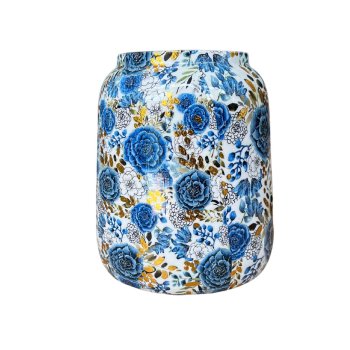 Vaso Dutch Blue De Metal Decorado 25,5cm