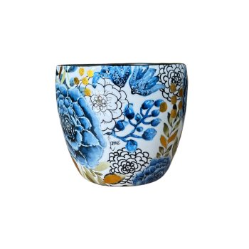 Vaso Dutch Blue De Metal Decorado 15cm