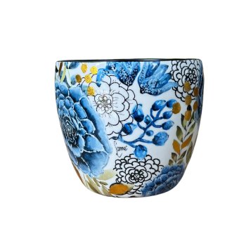 Vaso Dutch Blue De Metal Decorado 16cm