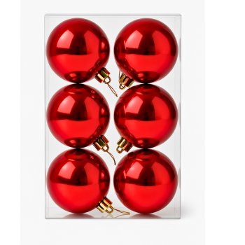 Kit 6 Bolas Decorativa N:8 Vermelha Brilhante