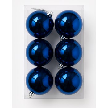 Kit 6 Bolas Decorativa N:8 Azul Brilhante