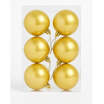 Kit 6 Bolas Decorativa N:8 Dourada Leitosa Brilhante