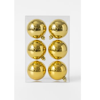 Kit 6 Bolas Decorativa N:8 Dourado Brilhante
