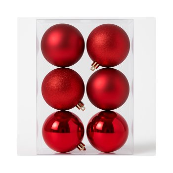 Kit 6 Bolas Decorativa N:8 Vermelha Mix