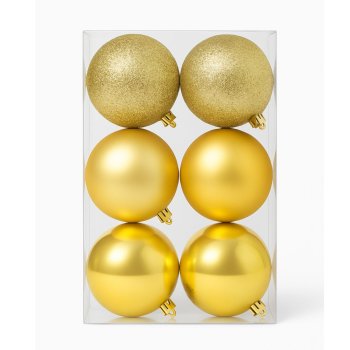 Kit 6 Bolas Decorativa N:8 Dourado Mix