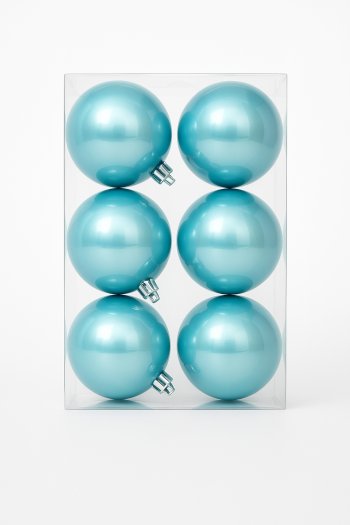 Kit 6 Bolas Decorativas Azul Perolado N:8