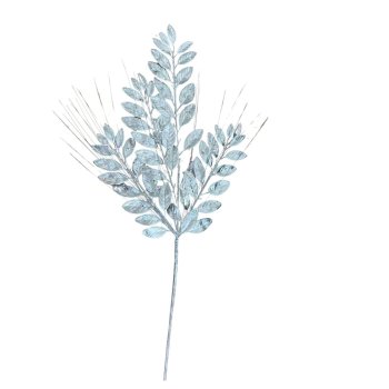 Galho Ponteira Natalino Decorativo Folhagem Prata com Brilho 80cm