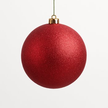 Bola Decorativa Vermelho Com Glitter De Natal 20Cm