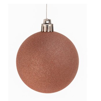 Bola Decorativa Rose Gold Com Glitter De Natal 12cm