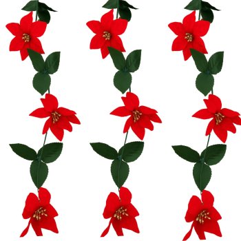 Corrente Decorativo Com Flor Natalina 2,00Metros