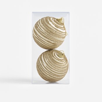 Kit Com Duas Unidades Bolas Decorativas Champanhe N10