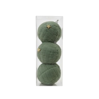 Kit Três Unidades Bolas Decorativas Verde